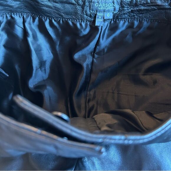 Garson by Rem Garson Black Authentic Leather Pants Size 6 - Picture 11 of 12